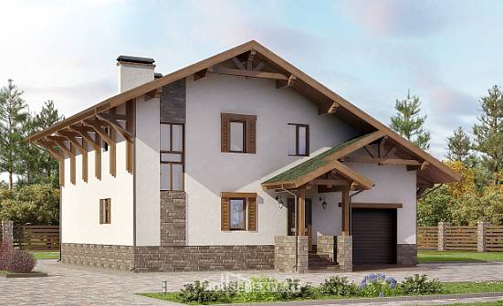 190-007-П Проект двухэтажного дома мансардой и гаражом, средний загородный дом из кирпича Киров | Проекты домов от House Expert