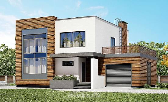 220-003-П Проект двухэтажного дома и гаражом, современный коттедж из керамзитобетонных блоков Советск | Проекты домов от House Expert