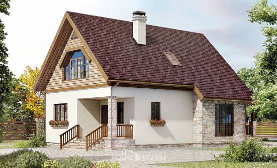 140-001-П Проект двухэтажного дома с мансардным этажом, красивый домик из блока Котельнич | Проекты домов от House Expert