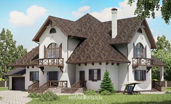350-001-Л Проект двухэтажного дома мансардой, гараж, огромный коттедж из арболита Котельнич | Проекты домов от House Expert
