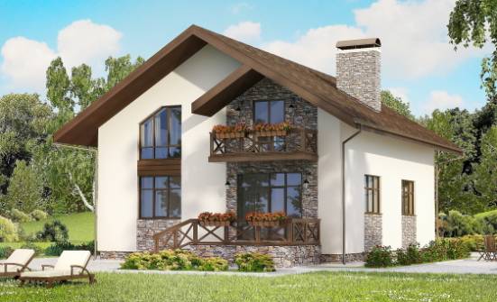155-001-П Проект двухэтажного дома мансардой и гаражом, бюджетный домик из бризолита Котельнич | Проекты домов от House Expert