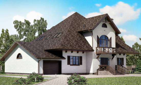 350-001-Л Проект двухэтажного дома мансардой, гараж, огромный коттедж из арболита Котельнич | Проекты домов от House Expert