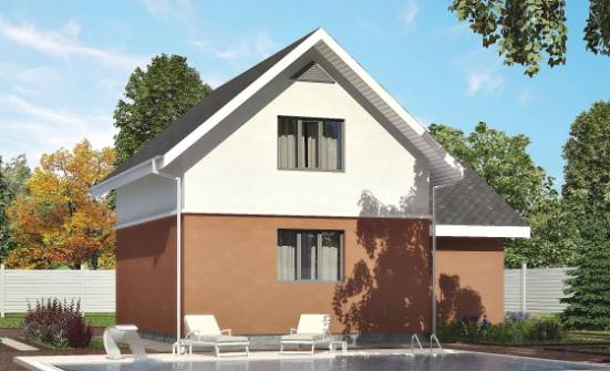120-002-Л Проект двухэтажного дома с мансардой и гаражом, простой домик из газобетона Котельнич | Проекты домов от House Expert