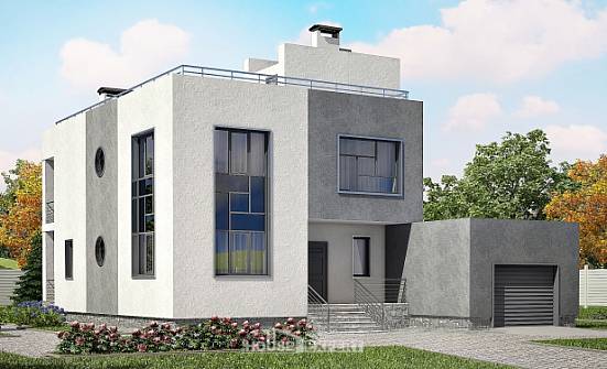 255-001-П Проект двухэтажного дома и гаражом, большой загородный дом из газосиликатных блоков Вятские Поляны | Проекты домов от House Expert