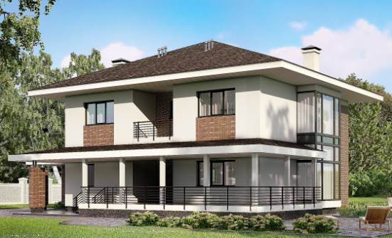 275-002-П Проект двухэтажного дома и гаражом, большой коттедж из кирпича Советск | Проекты домов от House Expert