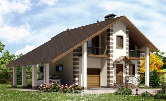 150-003-Л Проект двухэтажного дома мансардный этаж, гараж, бюджетный домик из дерева Советск | Проекты домов от House Expert