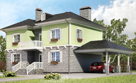 155-006-П Проект двухэтажного дома, гараж, скромный загородный дом из газосиликатных блоков Советск | Проекты домов от House Expert