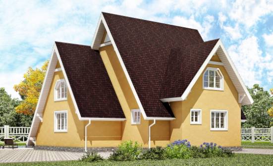 155-008-П Проект двухэтажного дома с мансардой, простой загородный дом из бревен Кирово-Чепецк | Проекты домов от House Expert