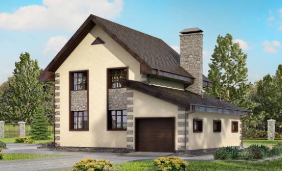 160-004-П Проект двухэтажного дома и гаражом, красивый загородный дом из газобетона Котельнич | Проекты домов от House Expert