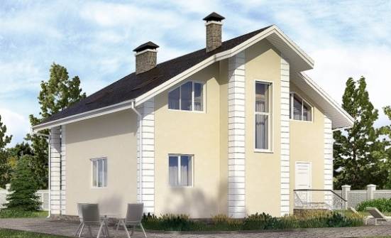 150-002-Л Проект двухэтажного дома мансардой, гараж, бюджетный домик из теплоблока Вятские Поляны | Проекты домов от House Expert