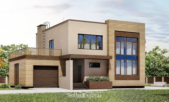 220-003-Л Проект двухэтажного дома, гараж, красивый домик из пеноблока Киров | Проекты домов от House Expert