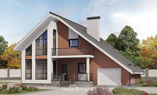 200-007-П Проект двухэтажного дома мансардой, гараж, просторный домик из газосиликатных блоков Котельнич | Проекты домов от House Expert