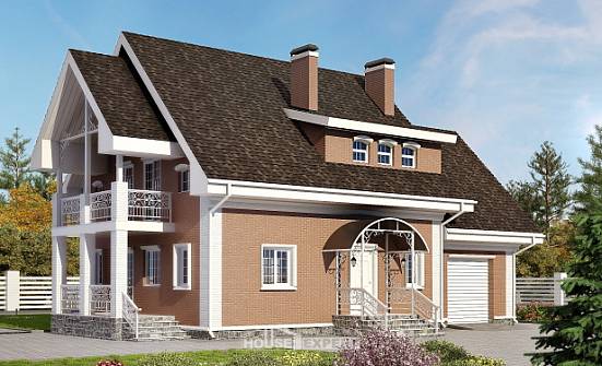 185-003-П Проект двухэтажного дома с мансардой, гараж, просторный загородный дом из теплоблока Вятские Поляны | Проекты домов от House Expert