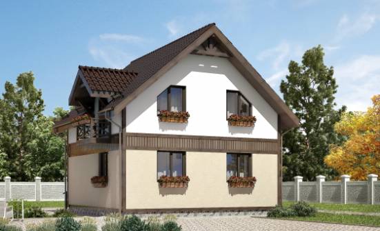 105-001-П Проект двухэтажного дома мансардой, бюджетный коттедж из поризованных блоков Вятские Поляны | Проекты домов от House Expert