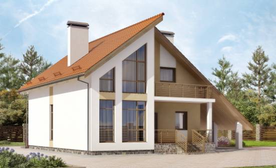 170-009-П Проект двухэтажного дома с мансардным этажом, гараж, уютный дом из теплоблока Котельнич | Проекты домов от House Expert