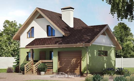 120-002-П Проект двухэтажного дома мансардный этаж, гараж, современный домик из газобетона Советск | Проекты домов от House Expert
