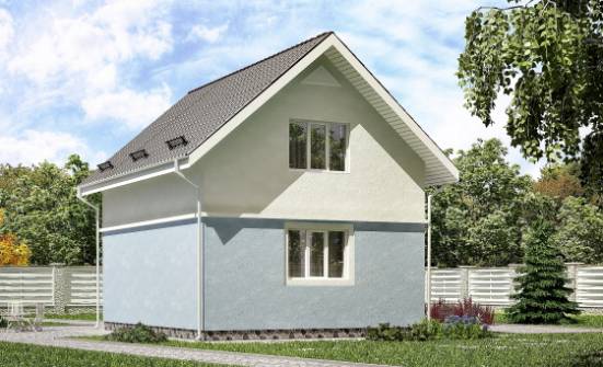 095-002-П Проект двухэтажного дома мансардный этаж, скромный домик из поризованных блоков Советск | Проекты домов от House Expert