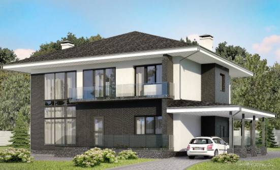 245-002-П Проект двухэтажного дома и гаражом, средний загородный дом из керамзитобетонных блоков Вятские Поляны | Проекты домов от House Expert