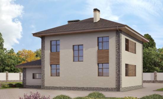 185-004-П Проект двухэтажного дома, гараж, просторный домик из блока Советск | Проекты домов от House Expert