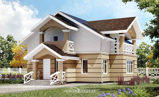 155-009-П Проект двухэтажного дома мансардный этаж, бюджетный домик из блока Котельнич | Проекты домов от House Expert