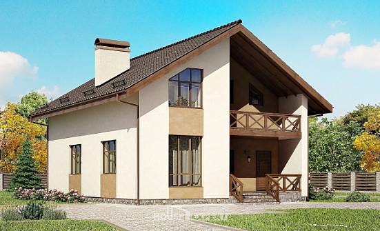170-002-П Проект двухэтажного дома с мансардным этажом, бюджетный коттедж из пеноблока Котельнич | Проекты домов от House Expert