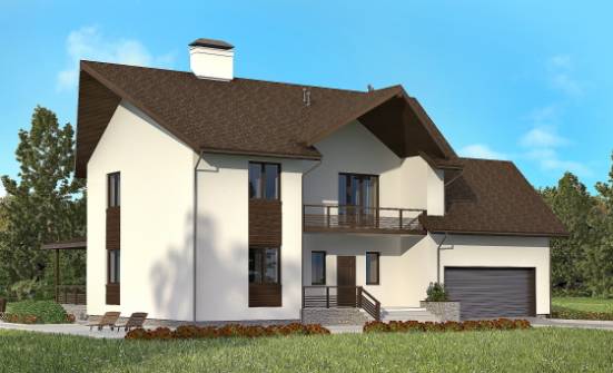 300-002-П Проект двухэтажного дома мансардой, гараж, современный дом из пеноблока Вятские Поляны | Проекты домов от House Expert