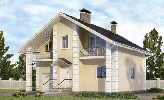 150-002-Л Проект двухэтажного дома мансардой, гараж, бюджетный домик из теплоблока Вятские Поляны | Проекты домов от House Expert