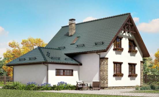 160-005-П Проект двухэтажного дома мансардой и гаражом, скромный загородный дом из теплоблока Котельнич | Проекты домов от House Expert