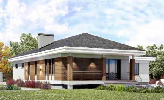 165-001-П Проект одноэтажного дома и гаражом, доступный дом из газосиликатных блоков Вятские Поляны | Проекты домов от House Expert