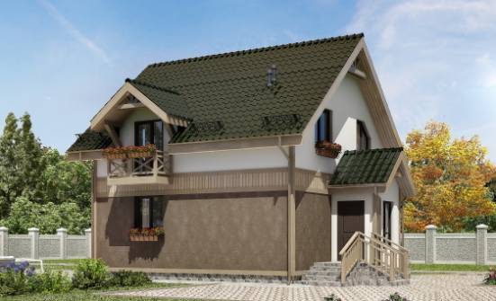 105-001-Л Проект двухэтажного дома с мансардным этажом, скромный домик из твинблока Котельнич | Проекты домов от House Expert