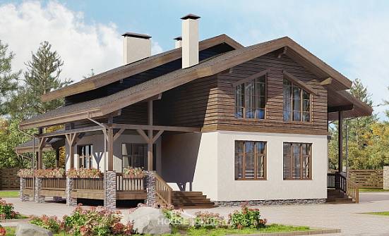 210-006-Л Проект двухэтажного дома с мансардой, современный коттедж из кирпича Советск | Проекты домов от House Expert