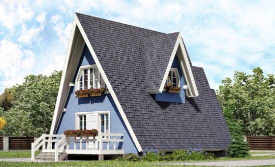 100-002-П Проект двухэтажного дома мансардой, скромный домик из бревен Советск | Проекты домов от House Expert