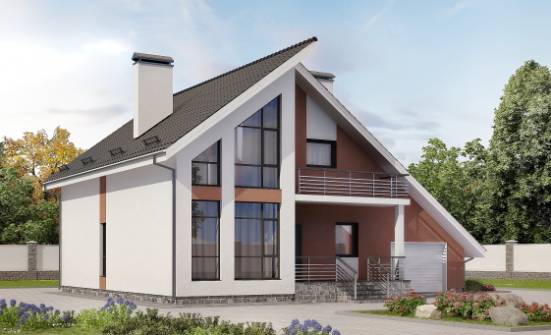 200-007-П Проект двухэтажного дома мансардой, гараж, просторный домик из газосиликатных блоков Котельнич | Проекты домов от House Expert