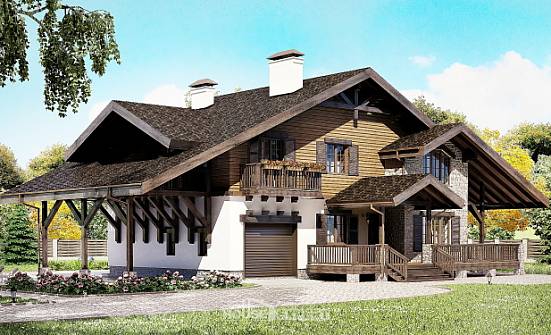 270-001-Л Проект двухэтажного дома мансардой и гаражом, просторный домик из кирпича Советск | Проекты домов от House Expert