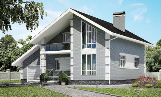 190-006-Л Проект двухэтажного дома мансардой, гараж, современный домик из газобетона Котельнич | Проекты домов от House Expert