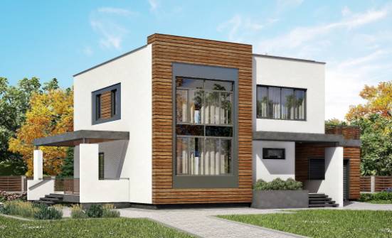 220-003-П Проект двухэтажного дома и гаражом, современный коттедж из керамзитобетонных блоков Советск | Проекты домов от House Expert