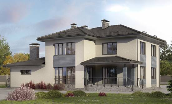 340-005-П Проект двухэтажного дома, гараж, классический коттедж из блока Советск | Проекты домов от House Expert