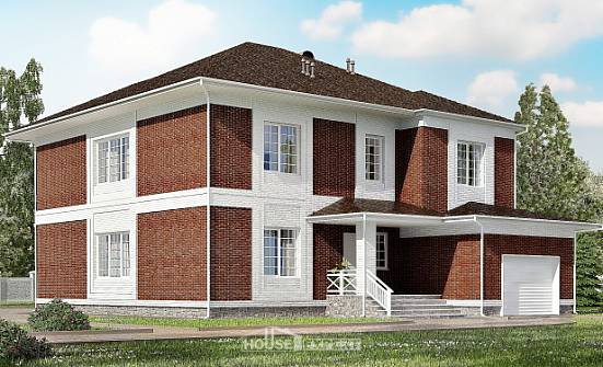 315-001-П Проект двухэтажного дома и гаражом, большой коттедж из кирпича Вятские Поляны | Проекты домов от House Expert