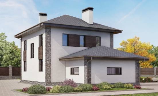 185-004-Л Проект двухэтажного дома, гараж, классический коттедж из твинблока Котельнич | Проекты домов от House Expert