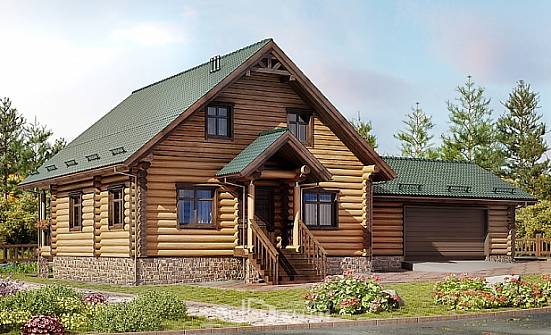 270-002-П Проект двухэтажного дома с мансардным этажом и гаражом, уютный дом из дерева Советск | Проекты домов от House Expert