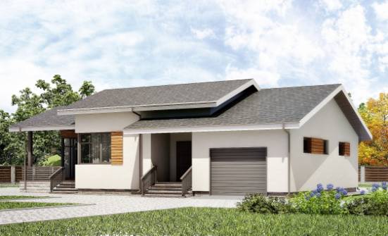 135-002-П Проект одноэтажного дома и гаражом, красивый дом из пеноблока Вятские Поляны | Проекты домов от House Expert