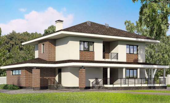 275-002-П Проект двухэтажного дома и гаражом, большой коттедж из кирпича Советск | Проекты домов от House Expert