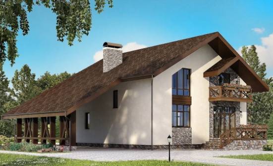 155-007-П Проект двухэтажного дома мансардой, гараж, красивый загородный дом из блока Котельнич | Проекты домов от House Expert