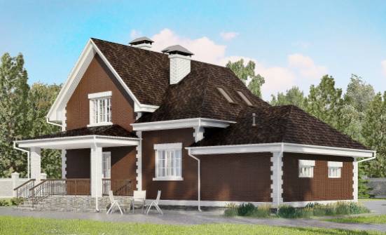 190-003-Л Проект двухэтажного дома с мансардным этажом, гараж, средний домик из арболита Киров | Проекты домов от House Expert