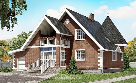 220-002-Л Проект двухэтажного дома мансардой, гараж, просторный домик из арболита Вятские Поляны | Проекты домов от House Expert