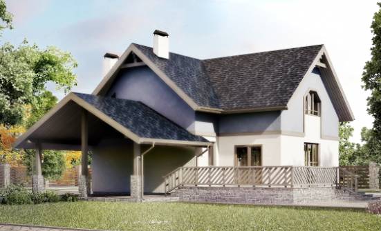 150-011-П Проект двухэтажного дома с мансардой и гаражом, бюджетный дом из поризованных блоков Вятские Поляны | Проекты домов от House Expert