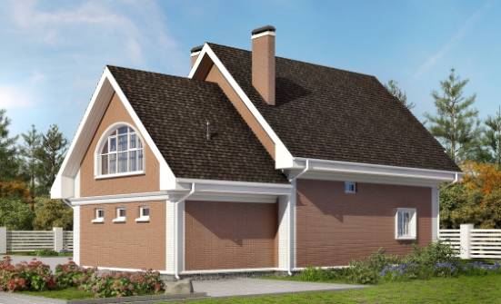 185-003-П Проект двухэтажного дома с мансардой, гараж, просторный загородный дом из теплоблока Вятские Поляны | Проекты домов от House Expert
