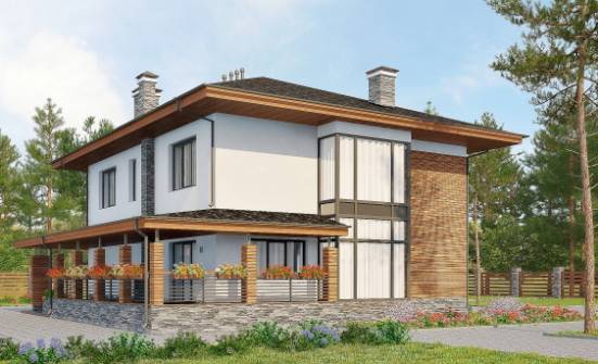 305-001-П Проект двухэтажного дома, гараж, красивый домик из арболита Вятские Поляны | Проекты домов от House Expert