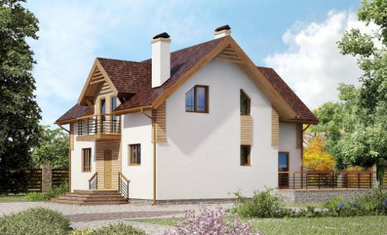 150-009-П  Проект двухэтажного дома с мансардой, классический домик из бризолита Кирово-Чепецк | Проекты домов от House Expert