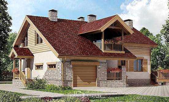 165-002-П Проект двухэтажного дома мансардный этаж, гараж, доступный домик из твинблока Вятские Поляны | Проекты домов от House Expert